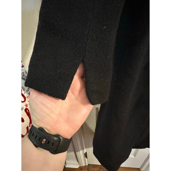 Made in Tunisia of Benetton Wool Coat Womens EU 38 Black full length no buttons - Picture 4 of 8